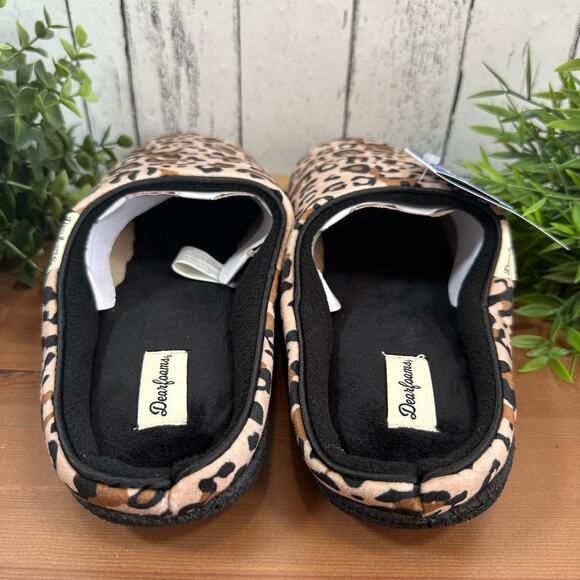 Dearfoams Women's Quilted Velour Clog Leopard House Slippers Size XL (11-12) - Picture 4 of 7